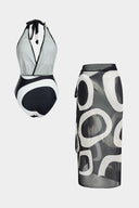 Conjunto de traje de baño y pareo Noir Wave
