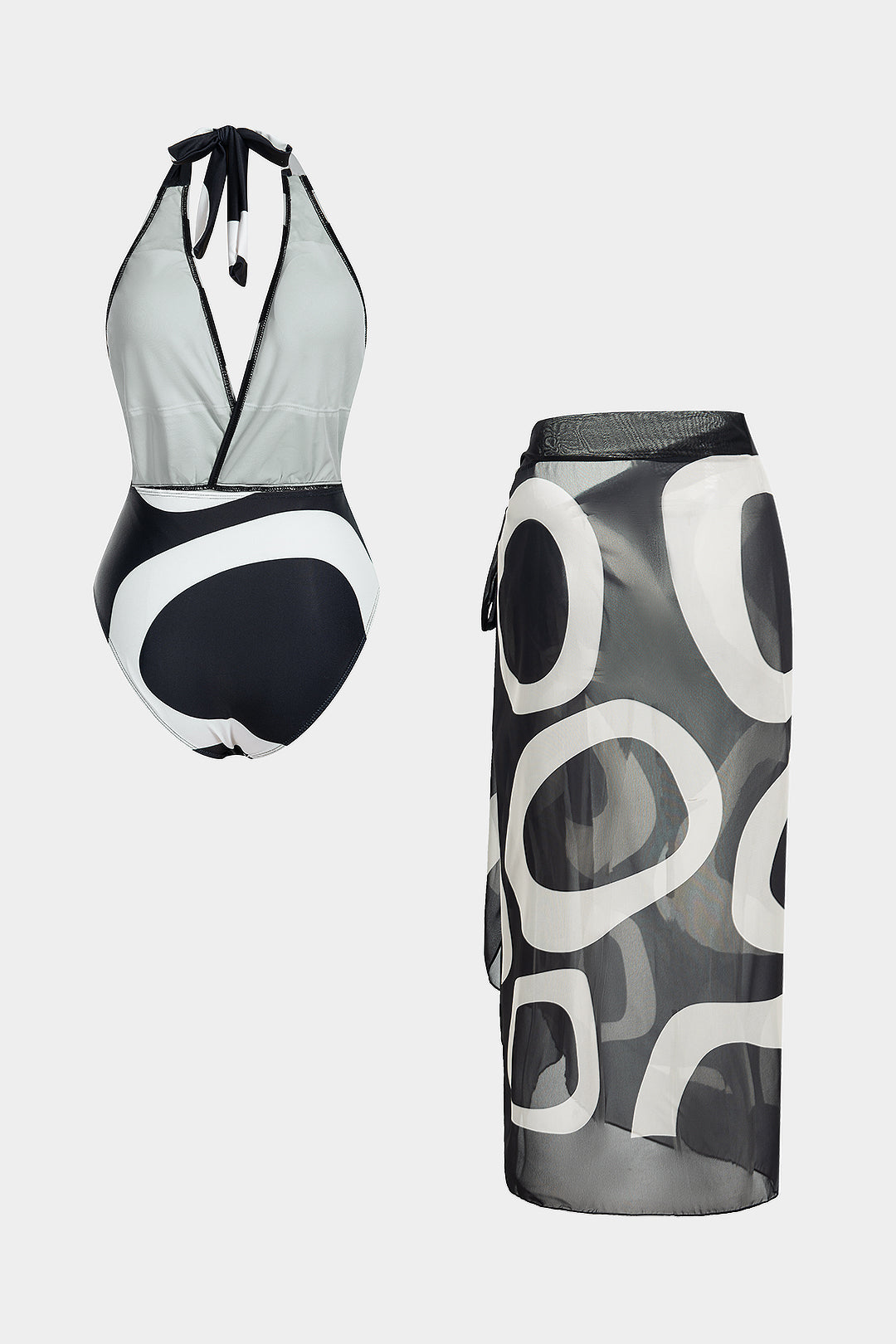 Rosvell Noir Wave Bañador & Pareo Set