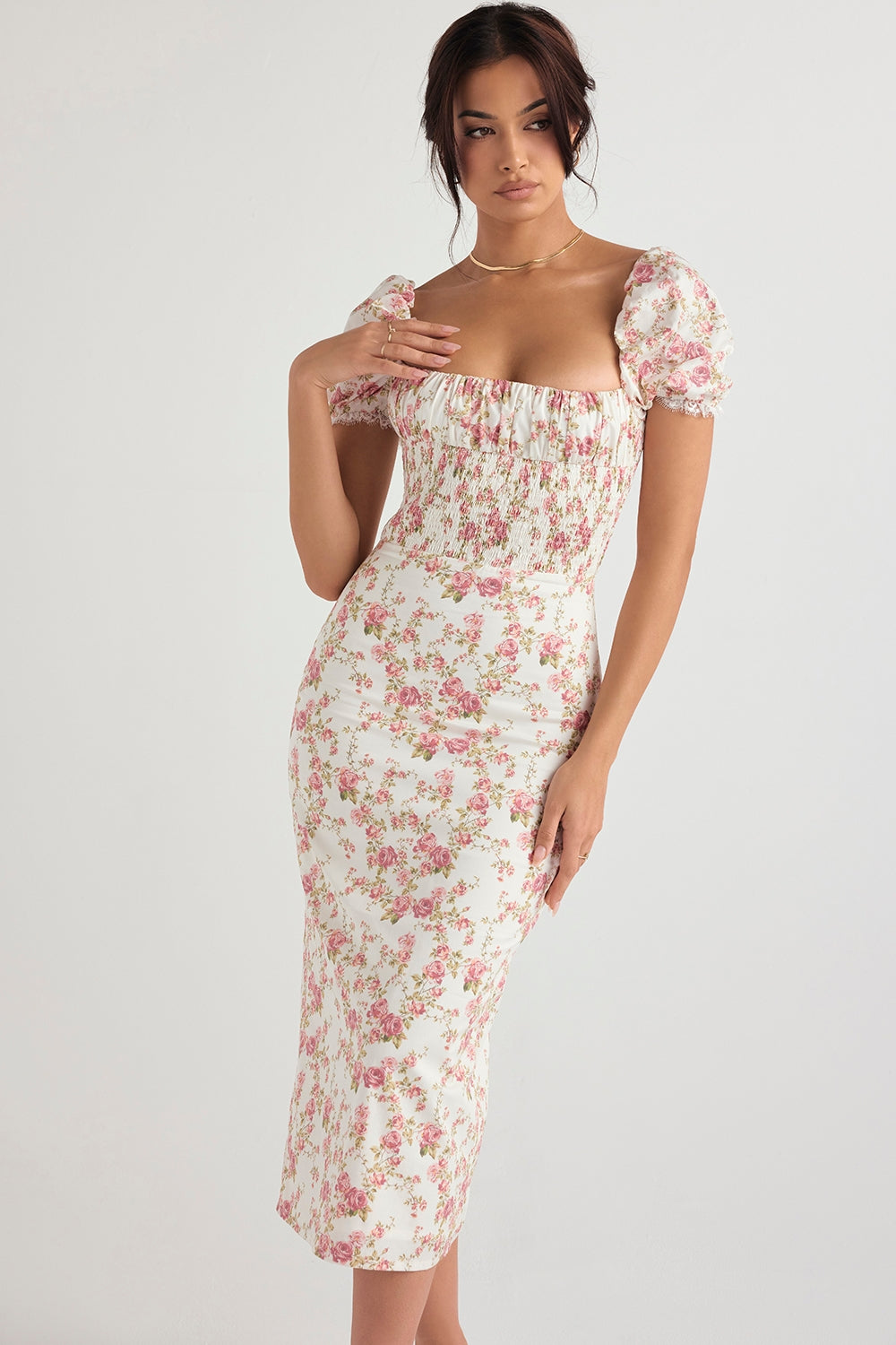 Blossom Reverie Corset Midi Elbise