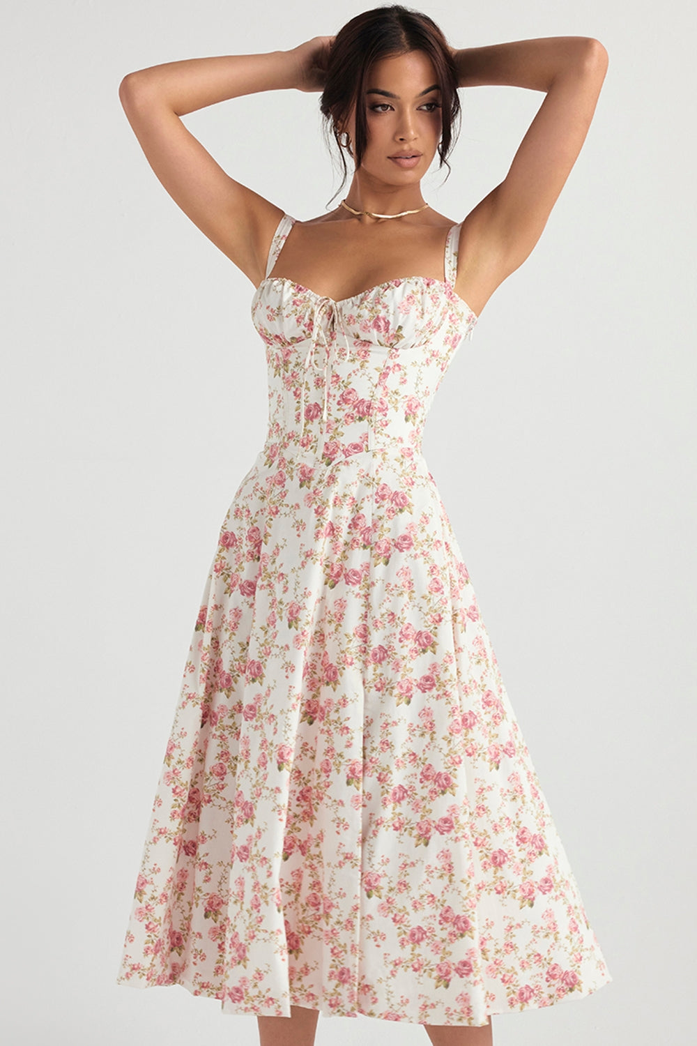 Blossom Reverie Corset Midi Elbise