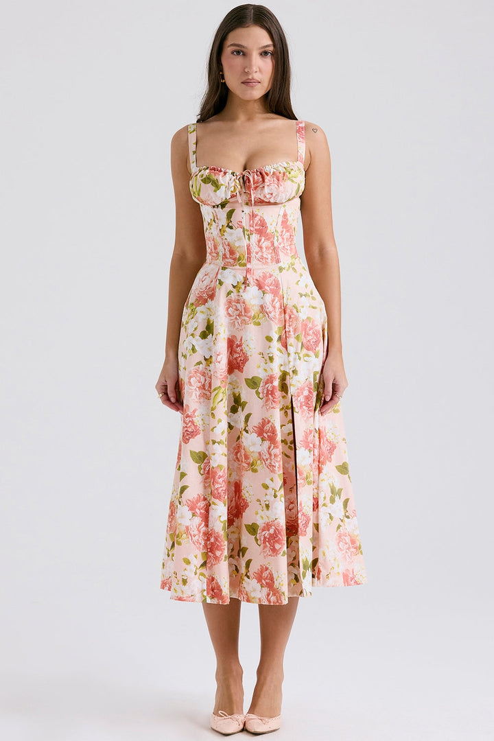 Isabella Blooming Garden Midi Elbise