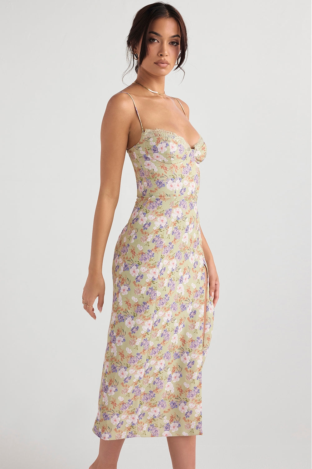 Charlotte Grace Floral Midi Elbise