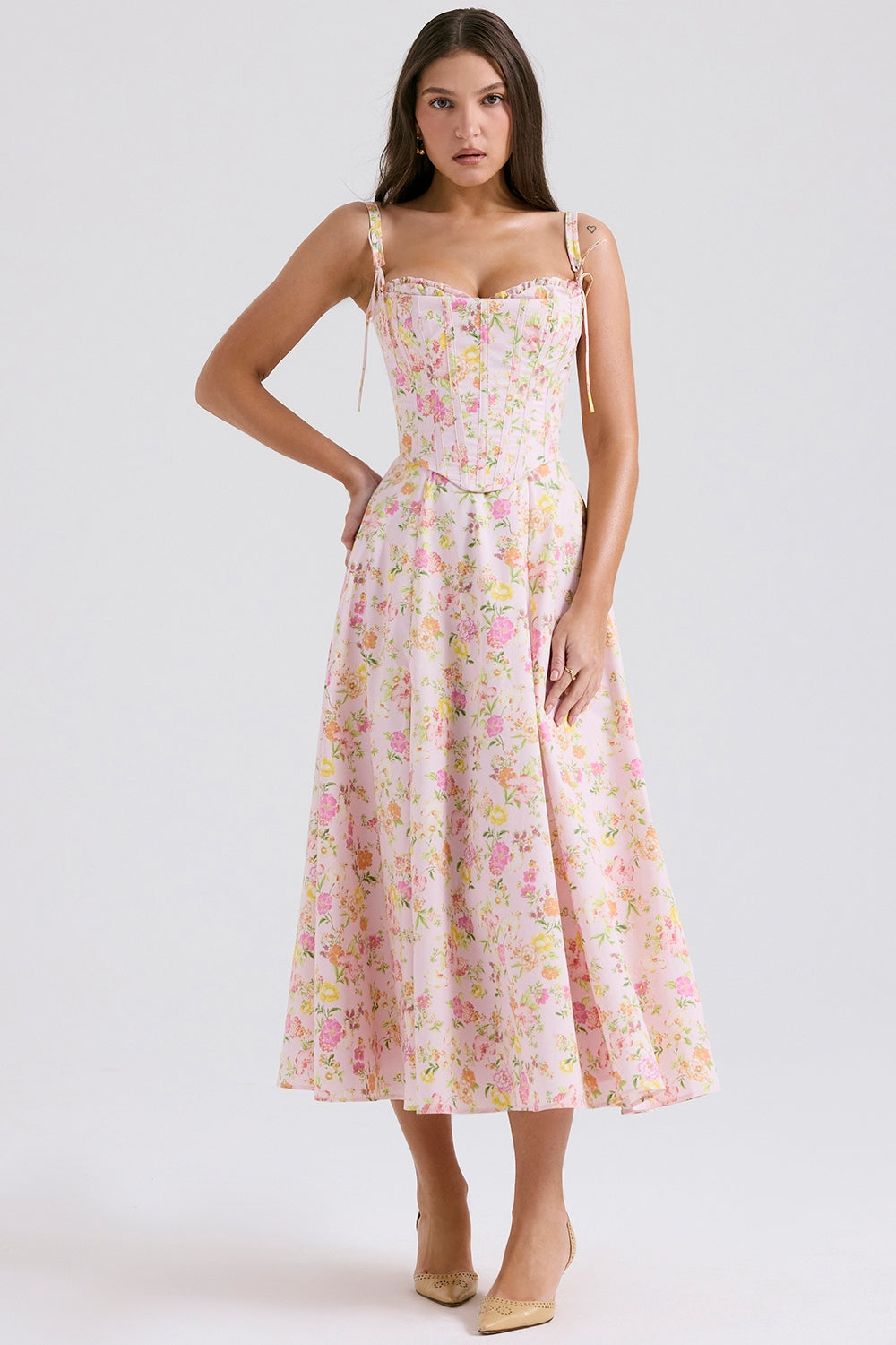 Clarabelle Floral Grace Midi Elbise