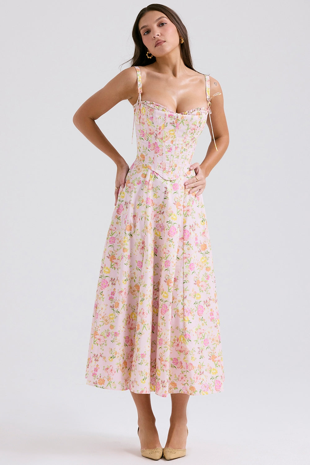 Clarabelle Floral Grace Midi Elbise