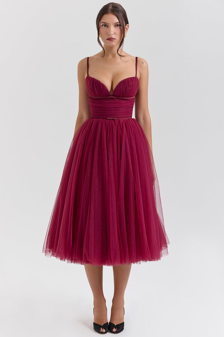 Liana Tulle Midi Elbise