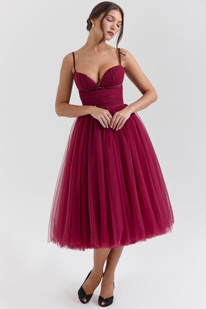 Liana Tulle Midi Elbise