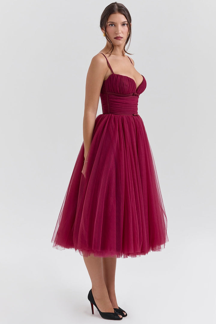 Liana Tulle Midi Elbise