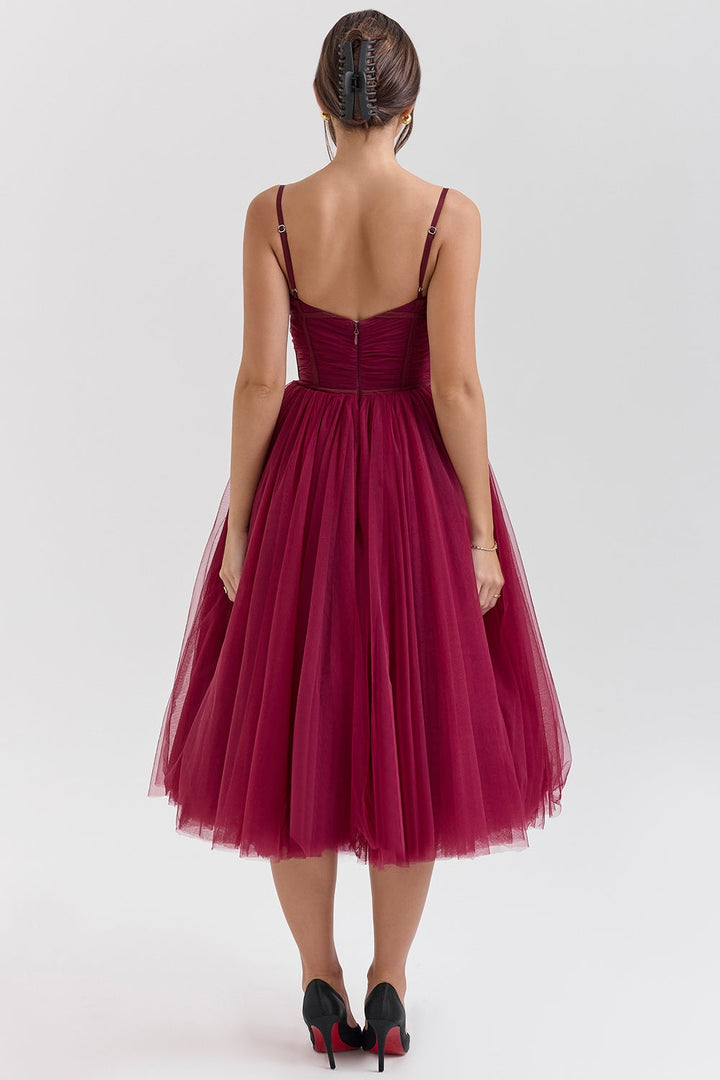 Liana Tulle Midi Elbise