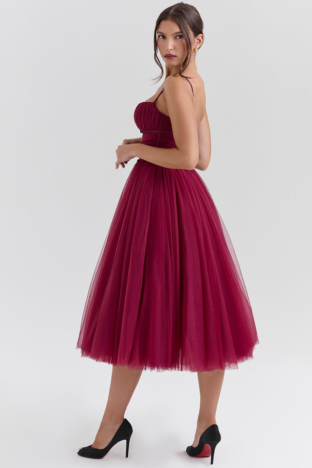 Liana Tulle Midi Elbise