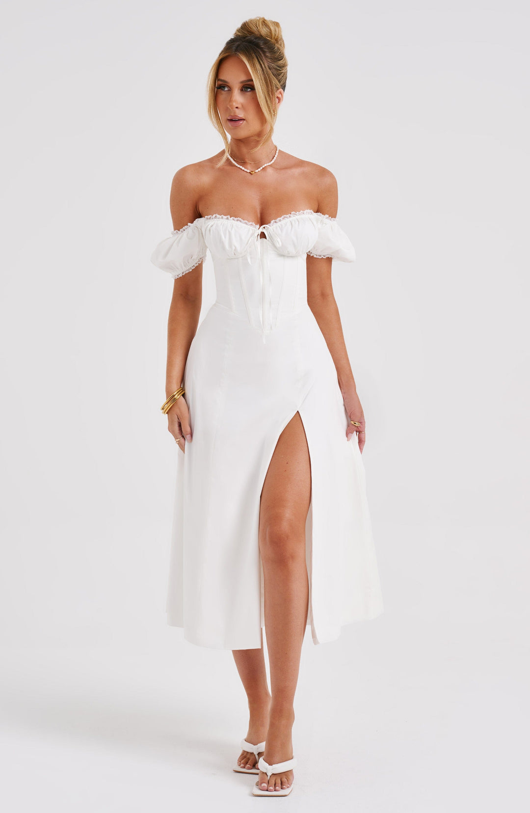 Courtney Ivory Midi Elbise