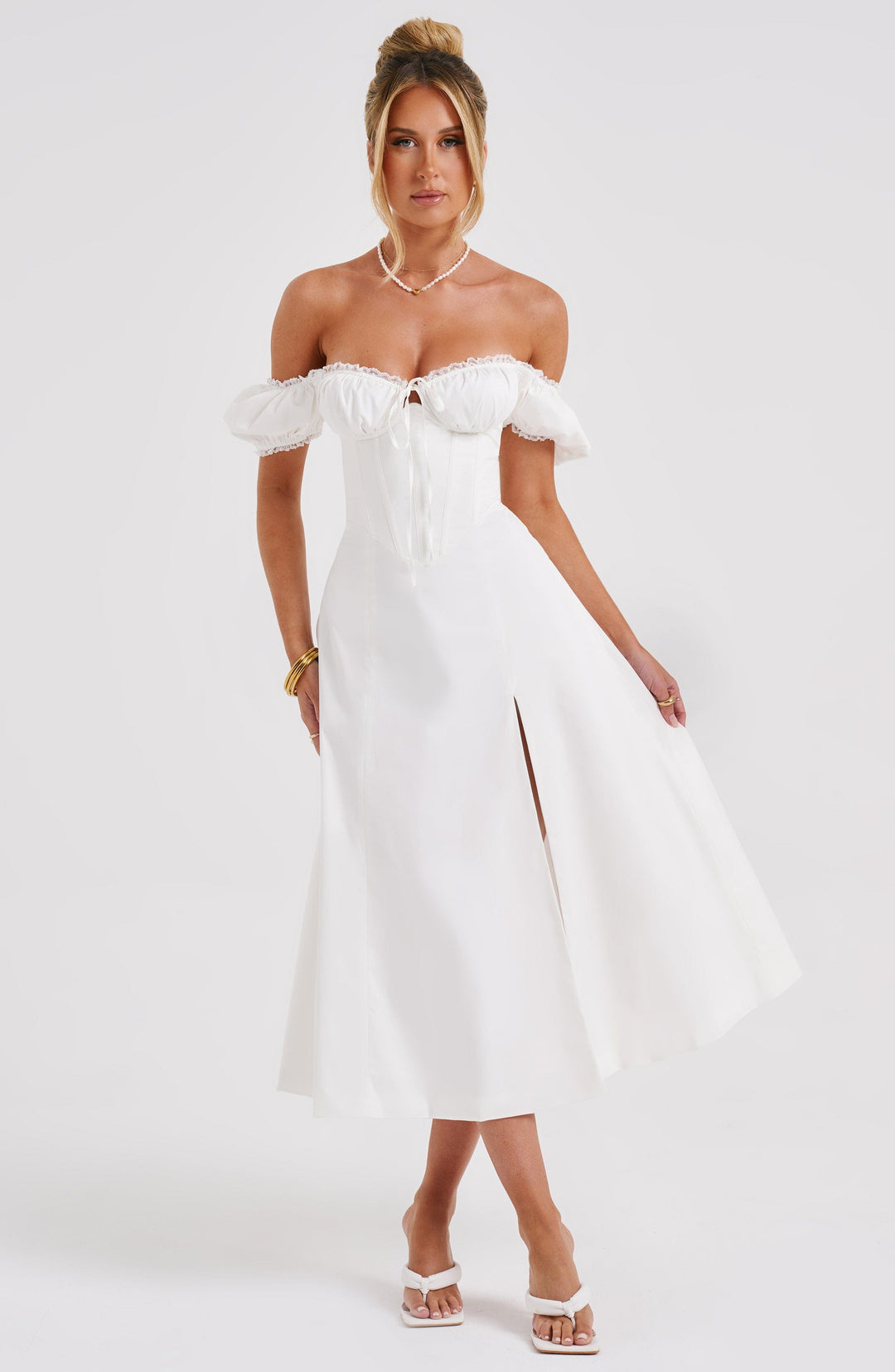 Courtney Ivory Midi Elbise