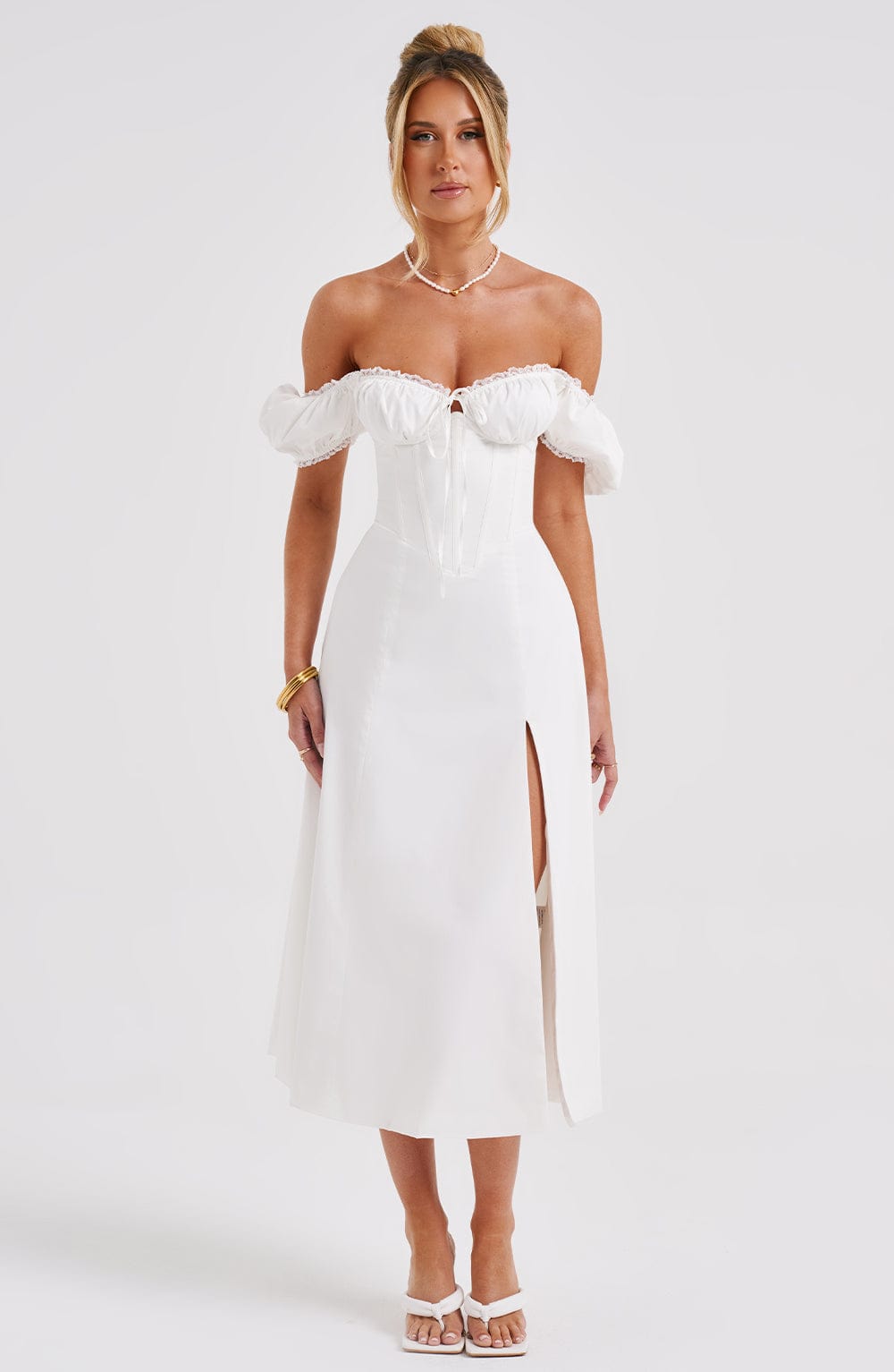 Courtney Ivory Midi Elbise