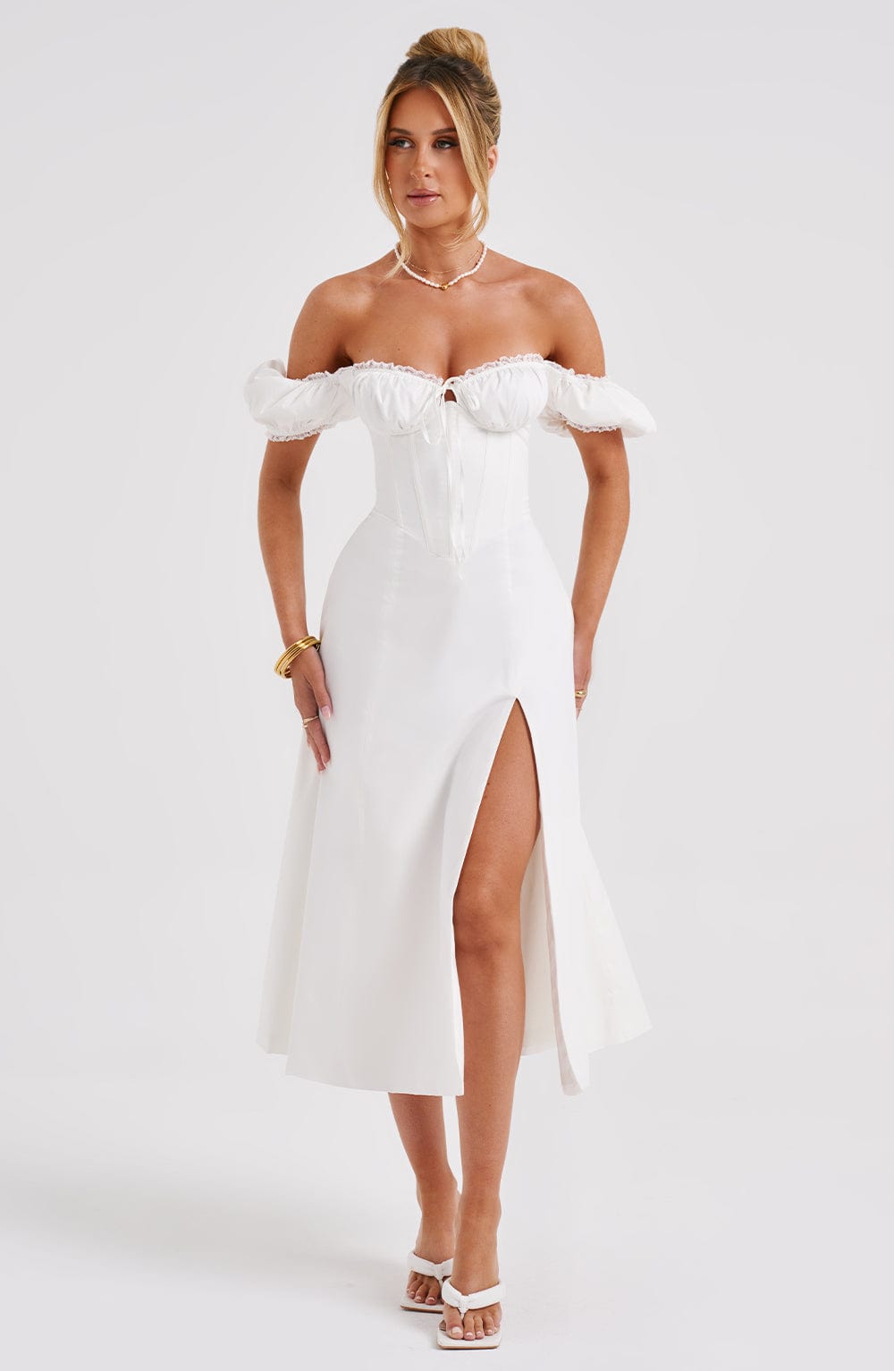 Courtney Ivory Midi Elbise