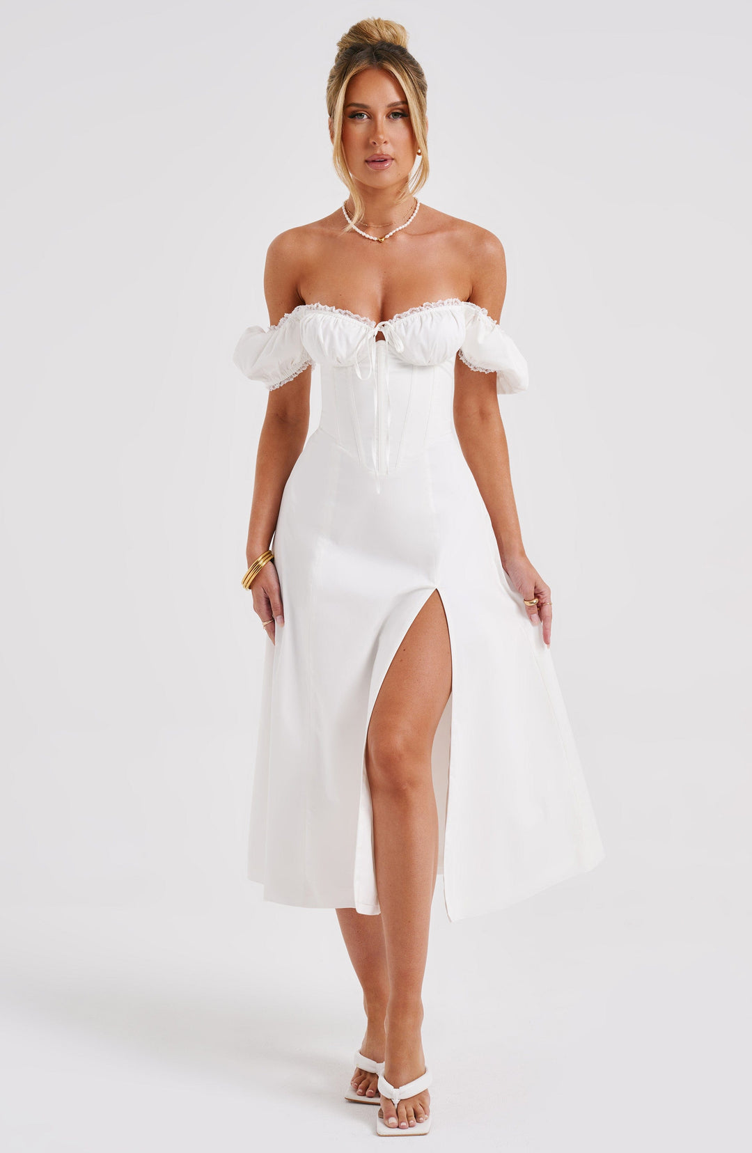 Courtney Ivory Midi Elbise