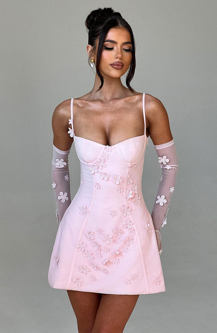 Blush Blossom Çiçekli Mini Elbise