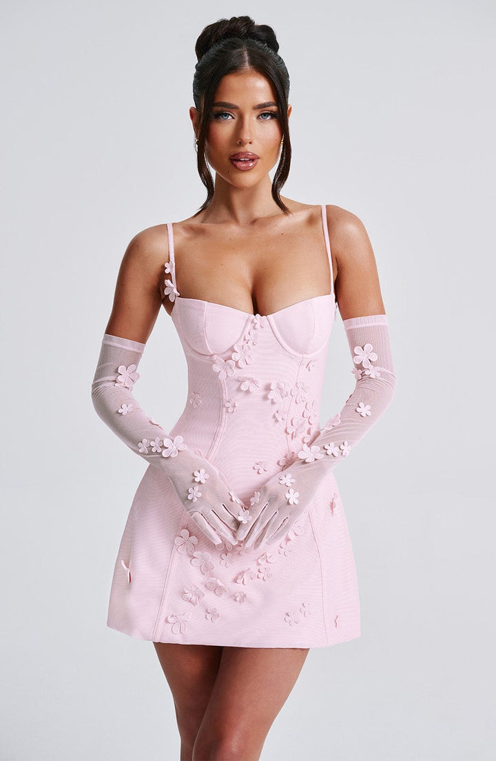 Blush Blossom Çiçekli Mini Elbise