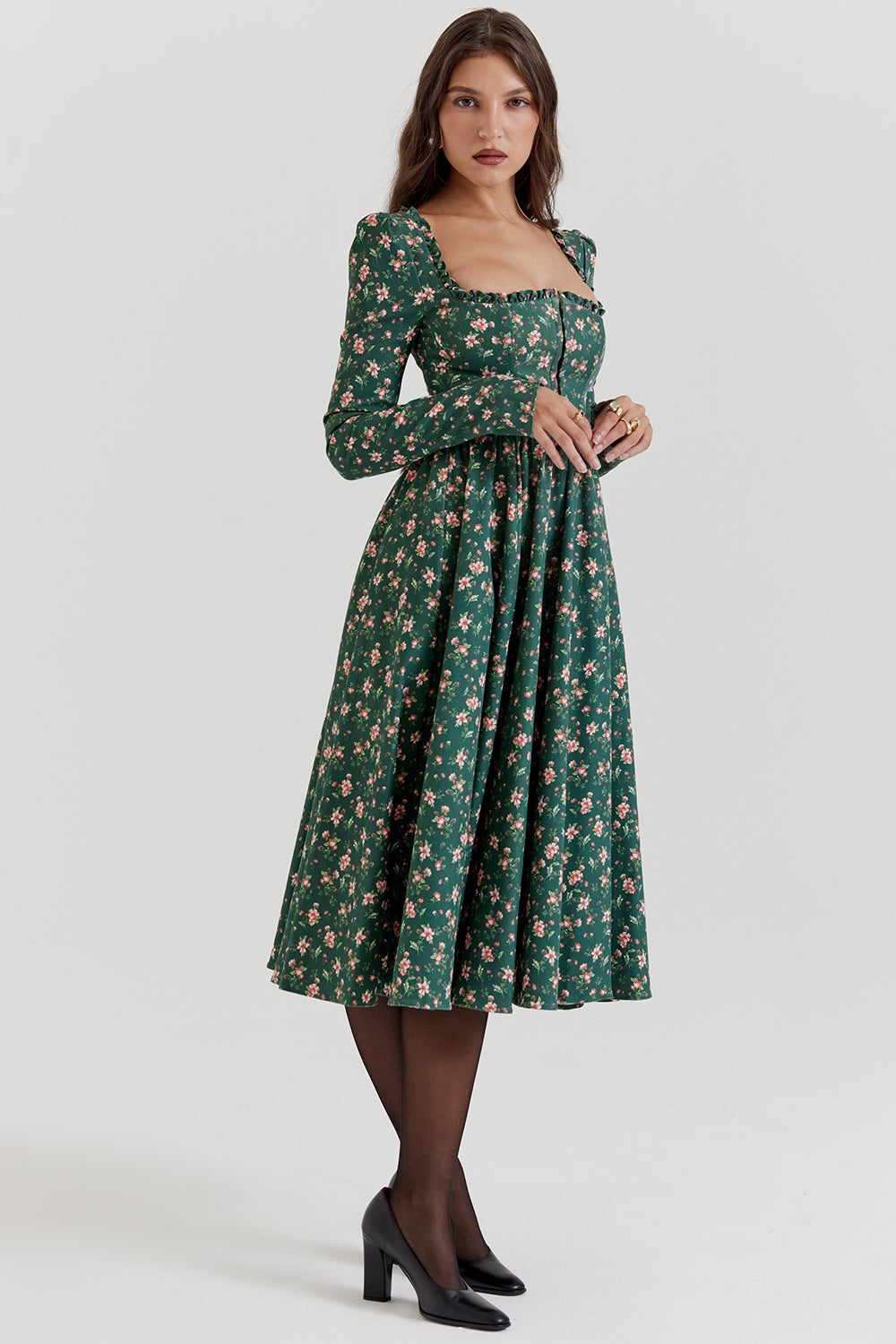 Eliza Floral Midi Elbise