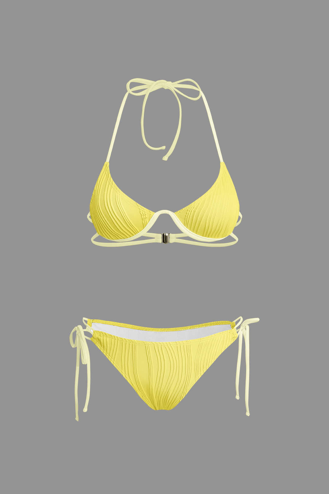 Dantelli Kravatlı Halter Bikini Seti