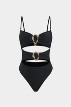 Rosvell Noir Jewel Cut-Out Swimsuit