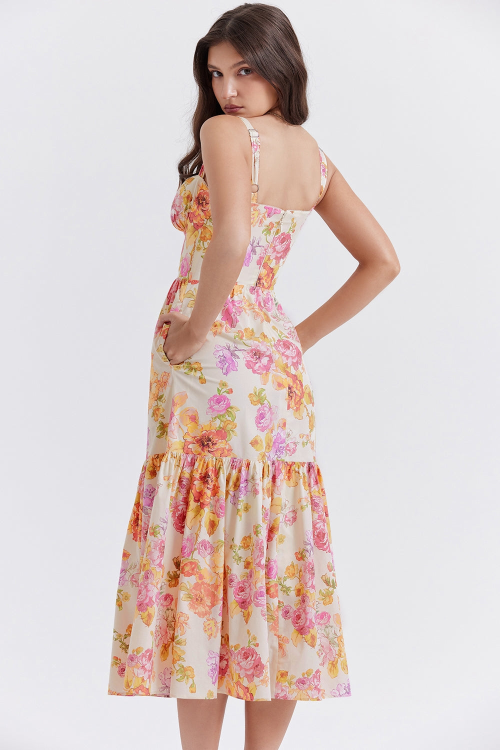 Elia Radiant Floral Midi Elbise