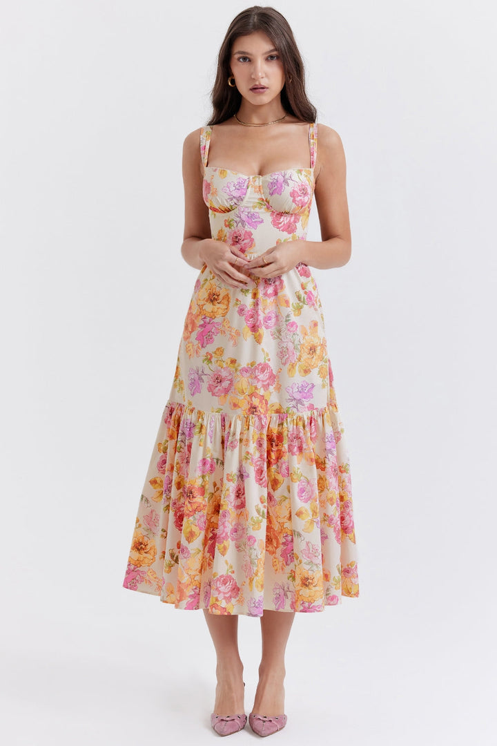 Elia Radiant Floral Midi Elbise