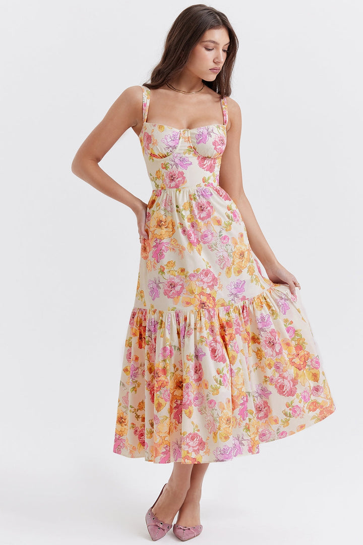 Elia Radiant Floral Midi Elbise