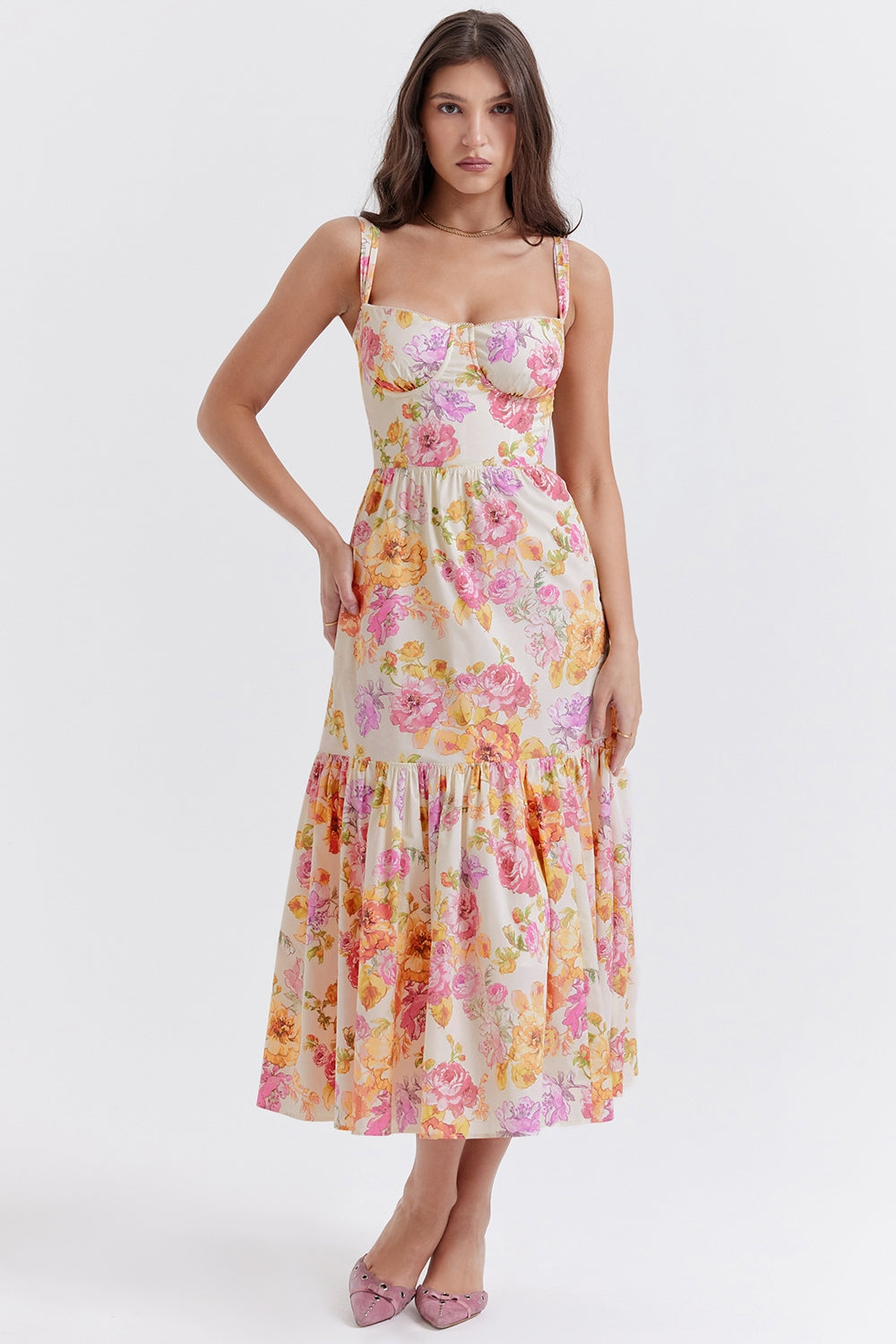 Elia Radiant Floral Midi Elbise