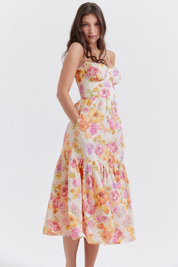 Elia Radiant Floral Midi Elbise