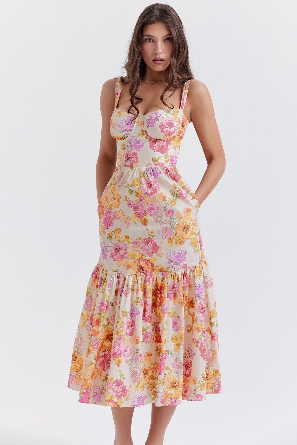 Elia Radiant Floral Midi Elbise