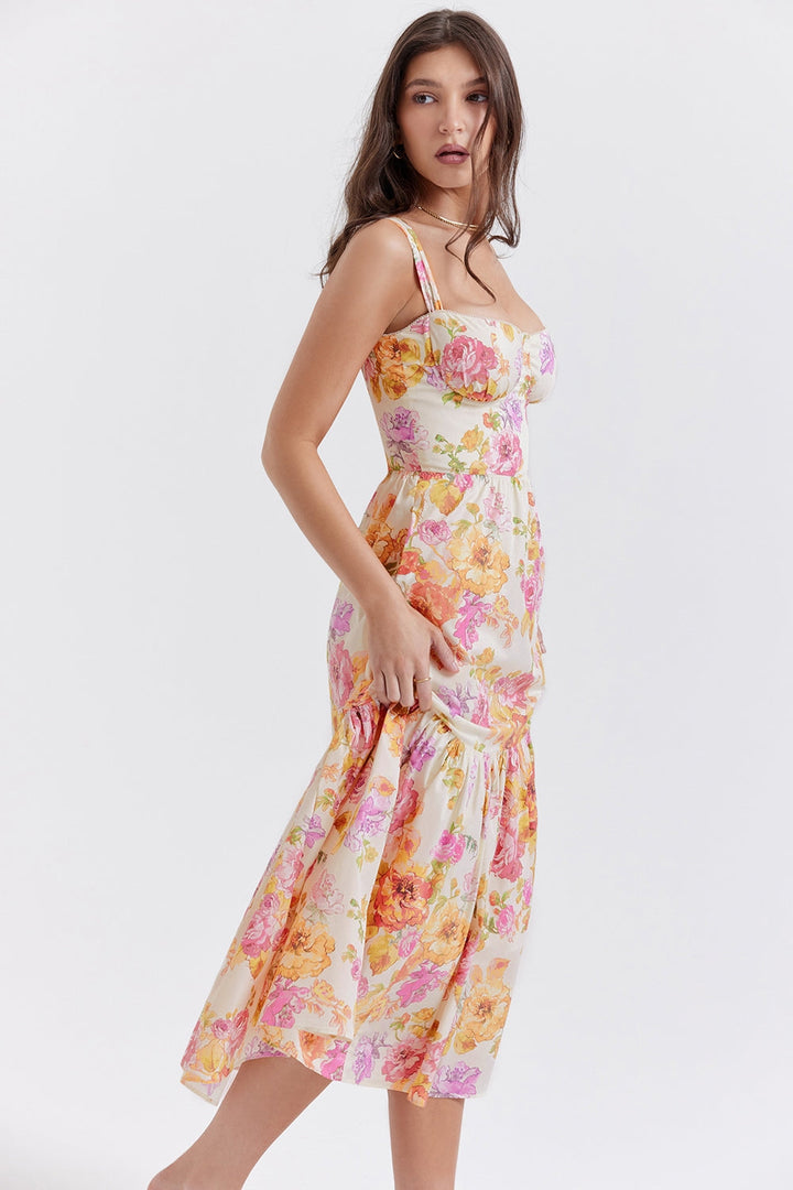 Elia Radiant Floral Midi Elbise