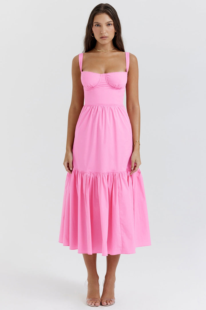 Elia Pastel Pink Dream Midi Elbise