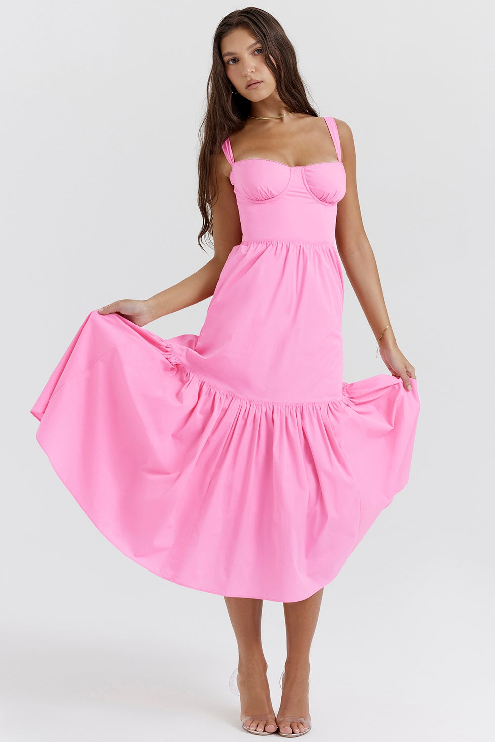 Elia Pastel Pink Dream Midi Elbise