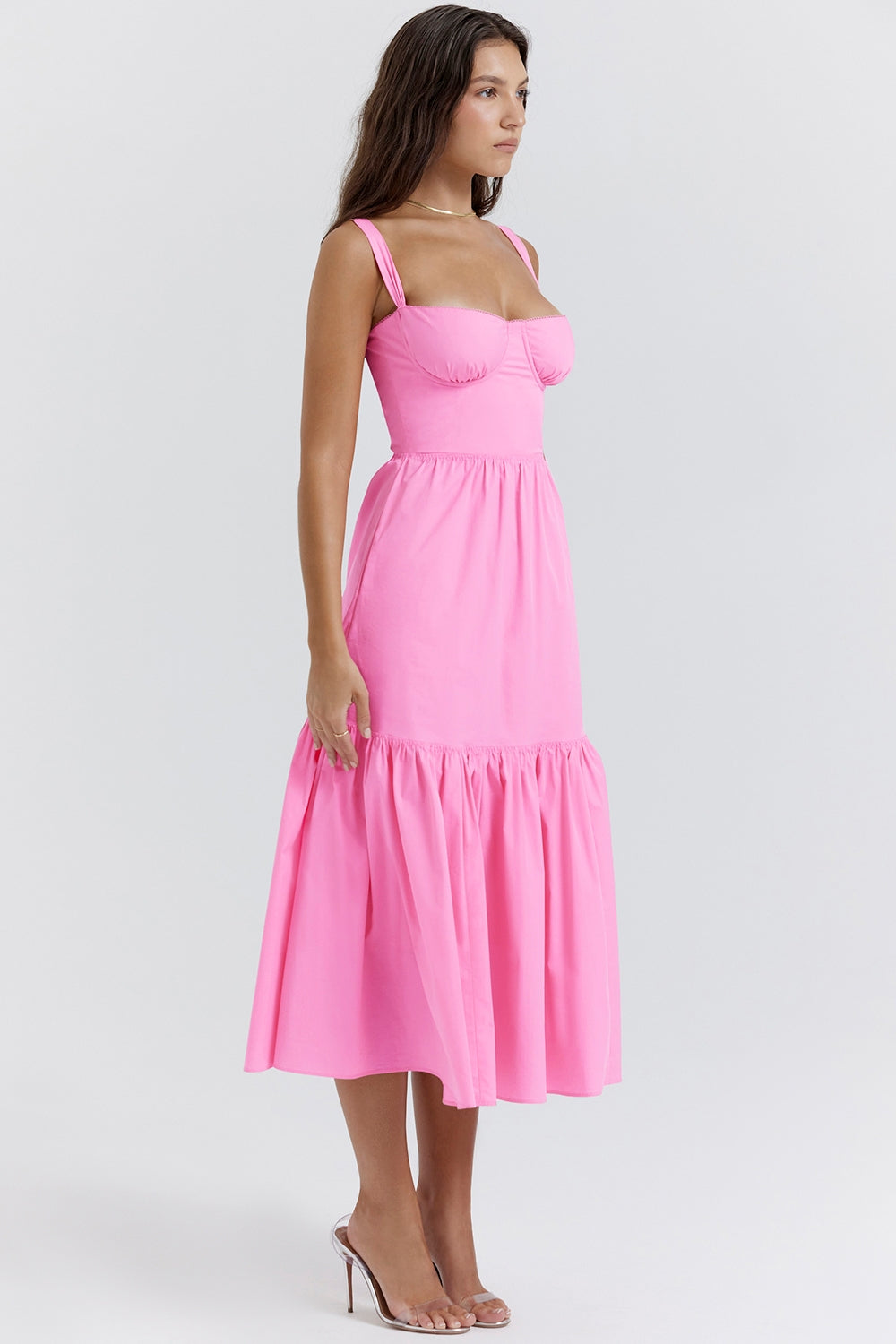 Elia Pastel Pink Dream Midi Elbise