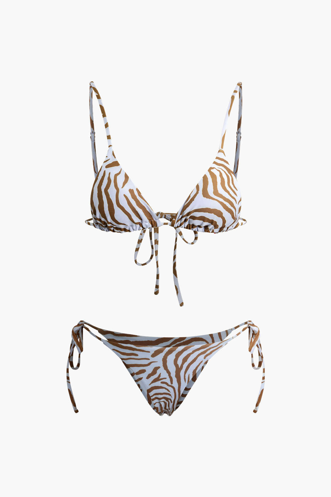 Leopar Desenli Bağlamalı Bikini Takımı