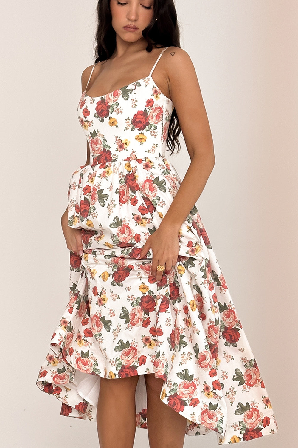 Florence Floral Patterned Midi Elbise