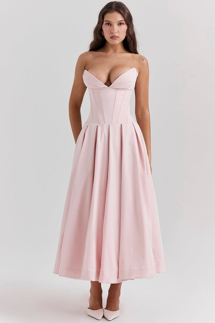 Glamora Strapless Midi Elbise