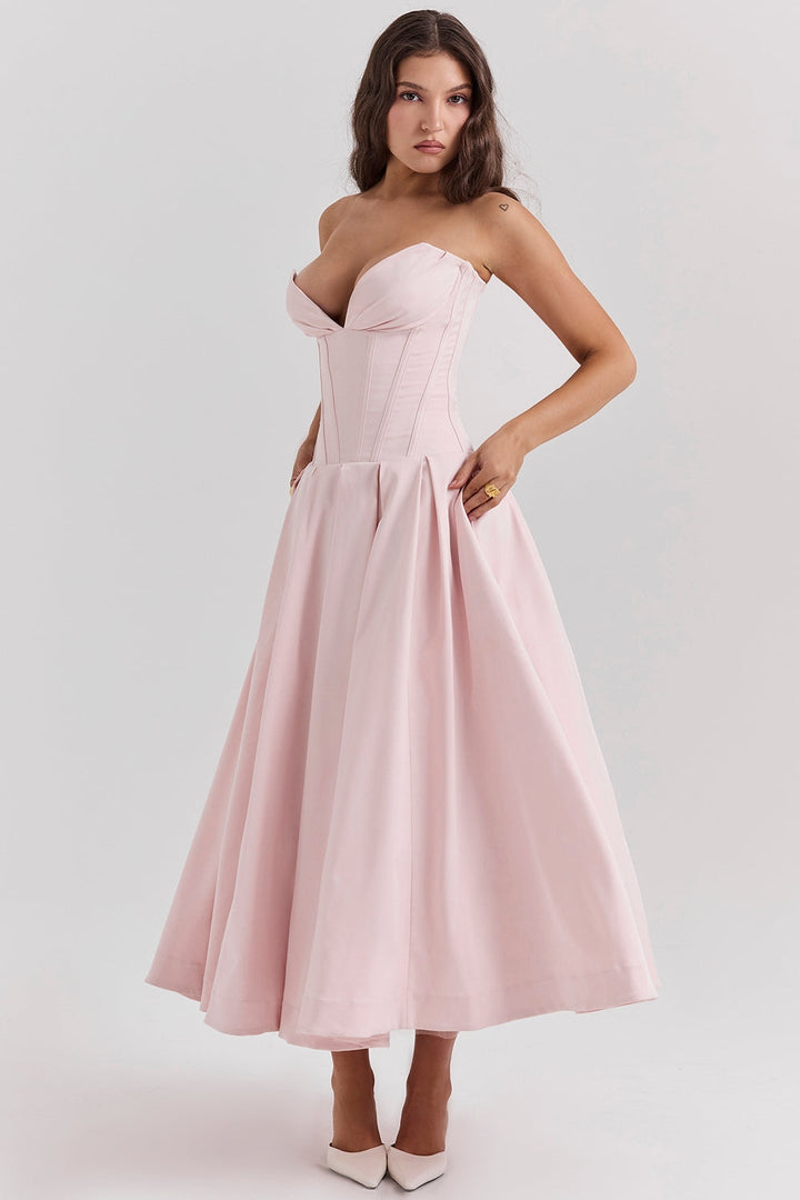 Glamora Strapless Midi Elbise