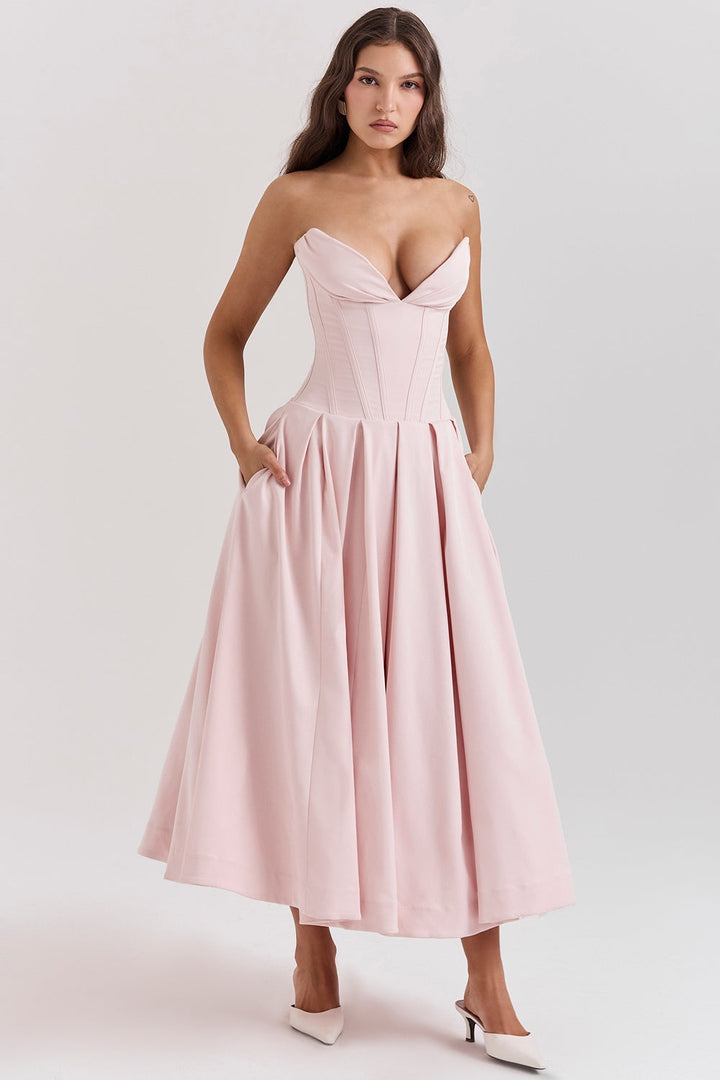 Glamora Strapless Midi Elbise