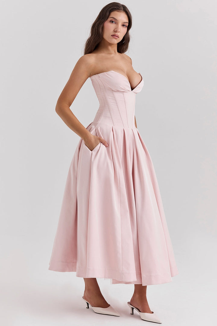 Glamora Strapless Midi Elbise