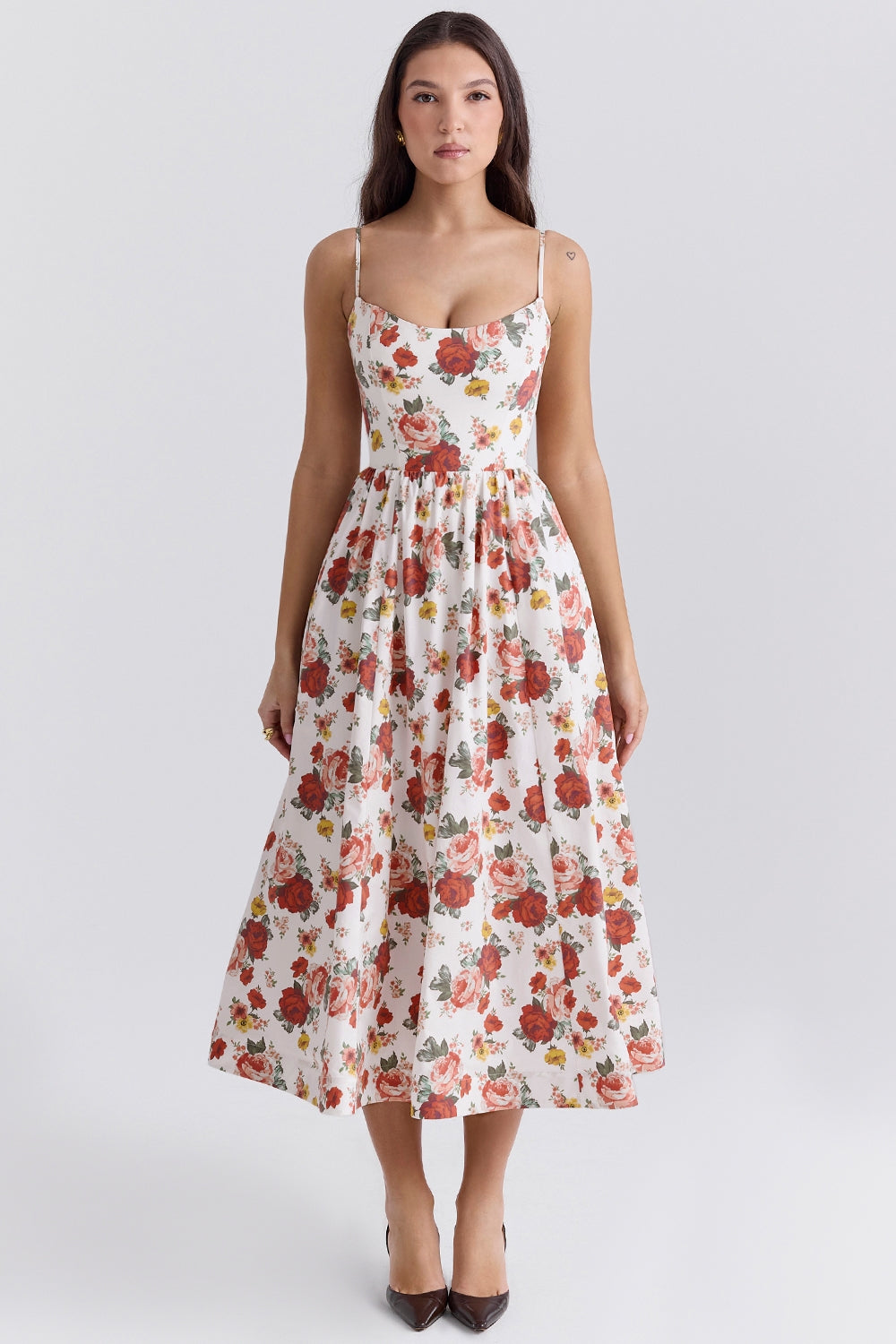 Florence Floral Patterned Midi Elbise