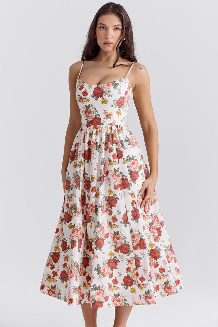 Florence Floral Patterned Midi Elbise