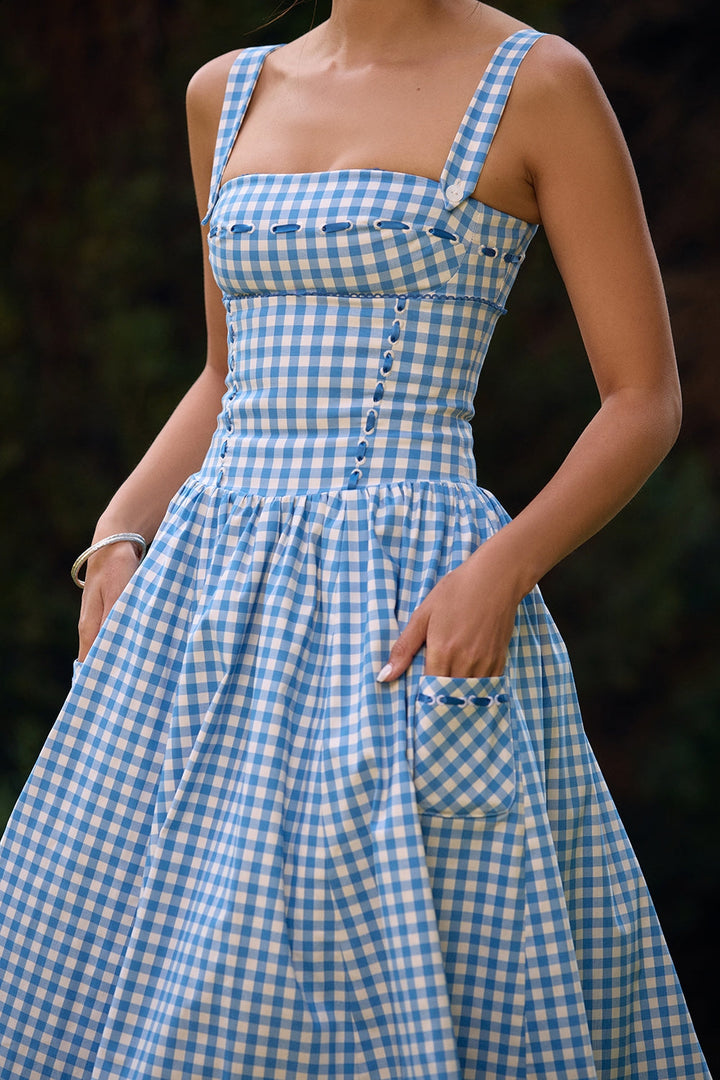 Charlotte Gingham Midi Elbise