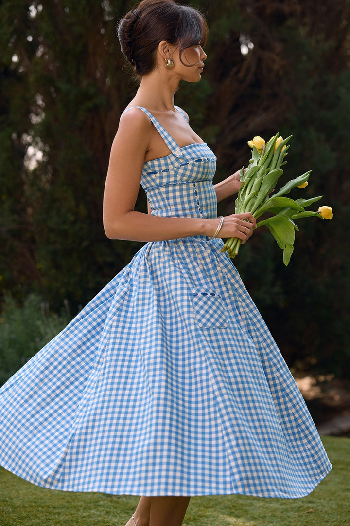 Charlotte Gingham Midi Elbise