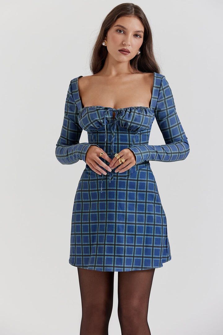 Camila Checkered Mini Elbise