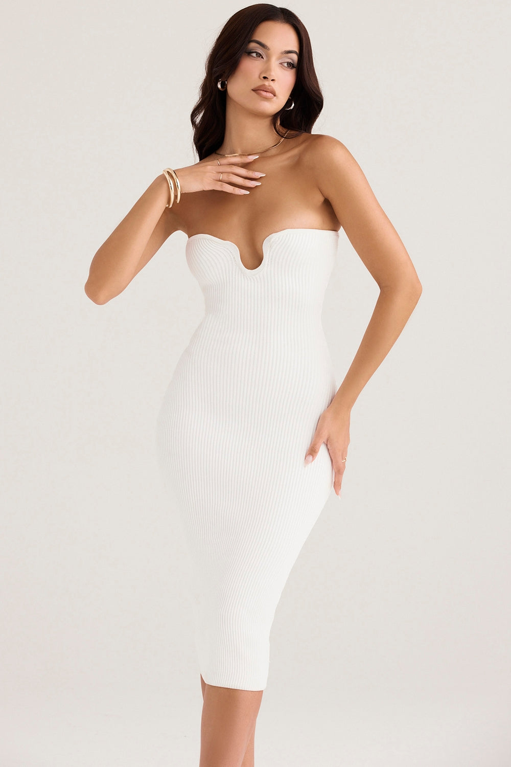 Clarissa Strapless Midi Elbise