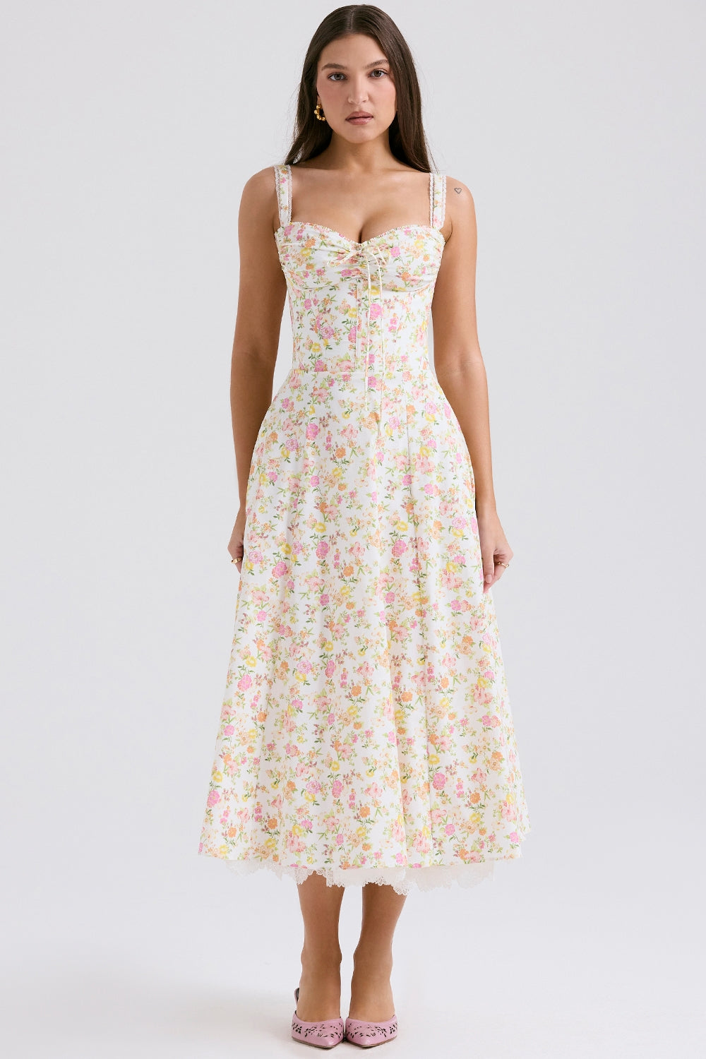 Elodie Floral Charm Midi Elbise