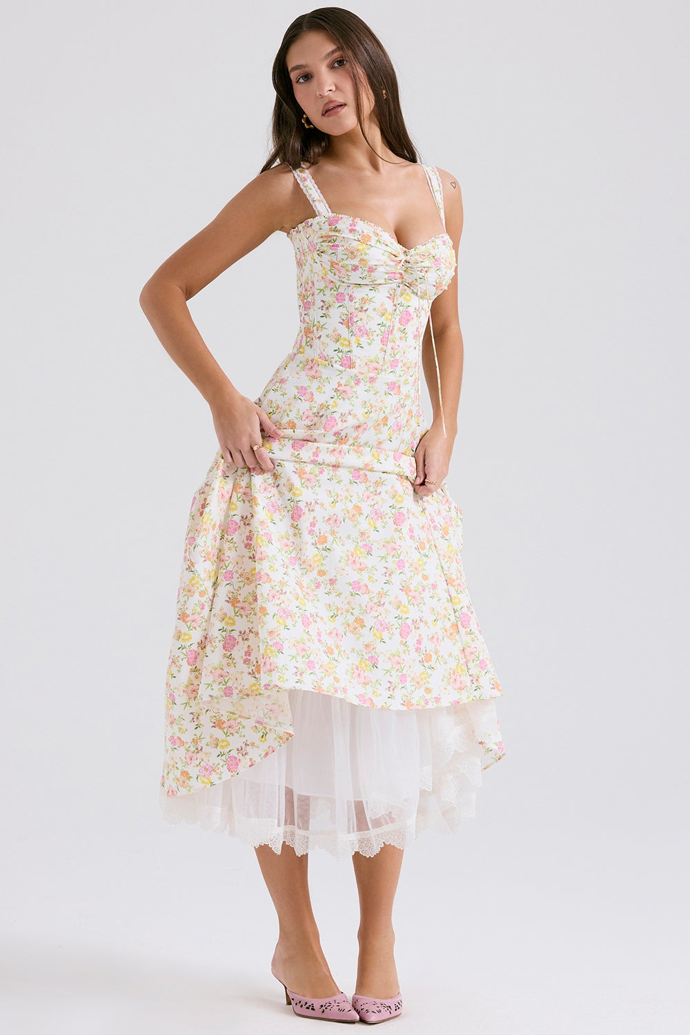 Elodie Floral Charm Midi Elbise