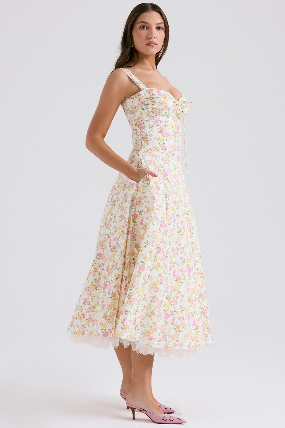 Elodie Floral Charm Midi Elbise