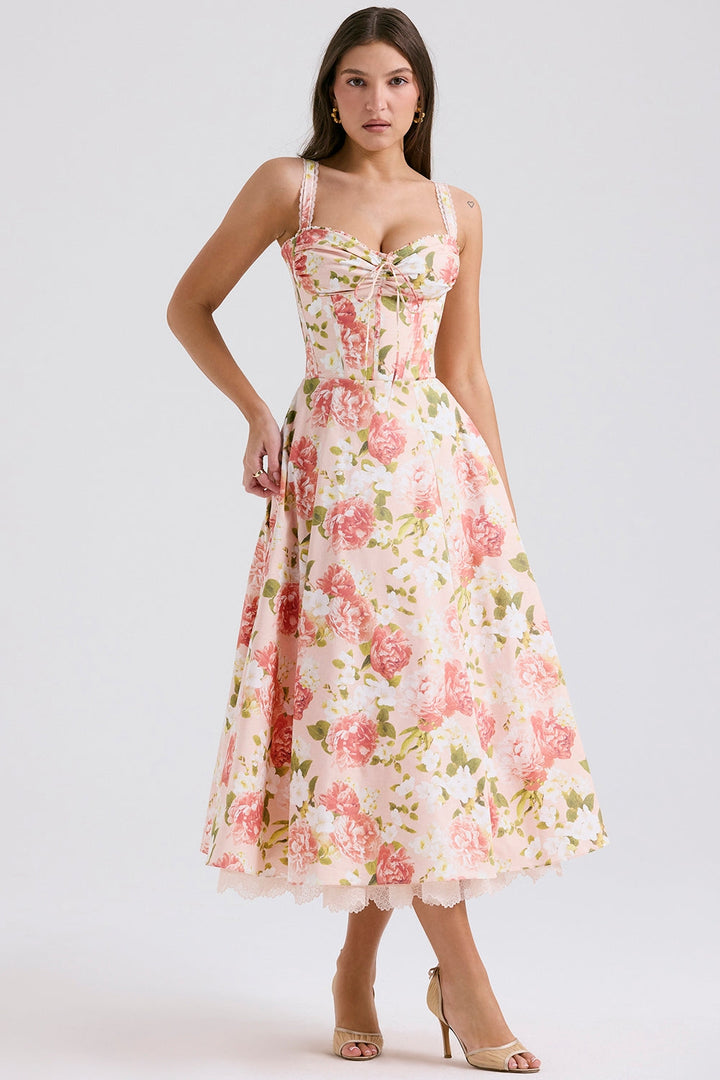 Isabella Blooming Garden Midi Elbise