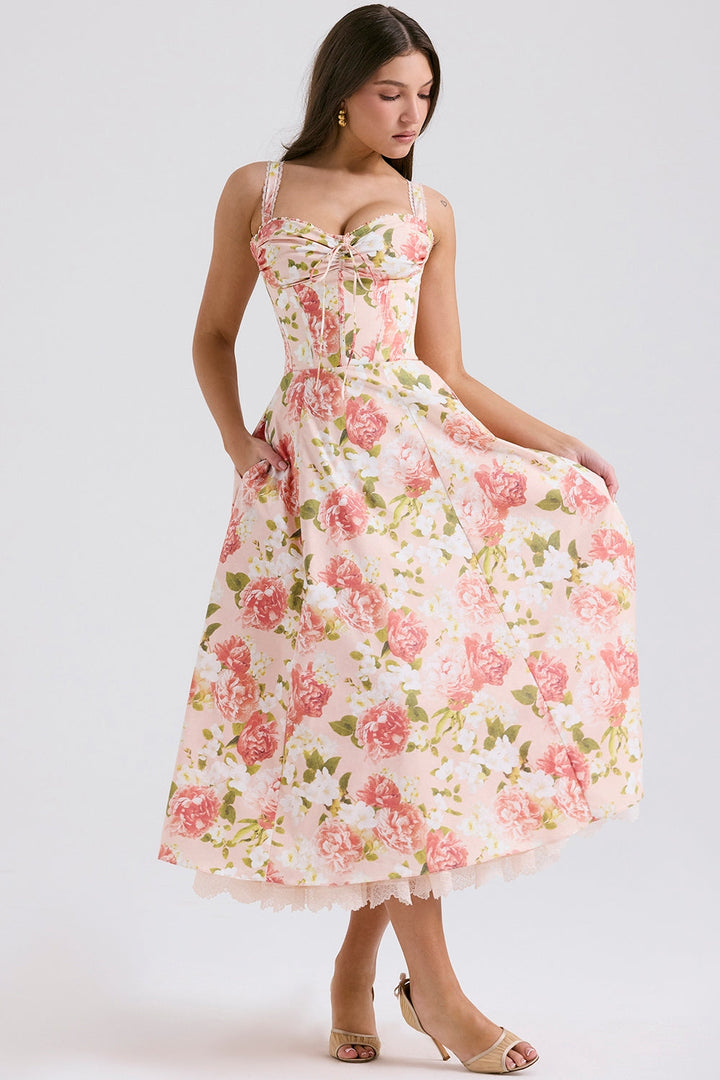 Isabella Blooming Garden Midi Elbise